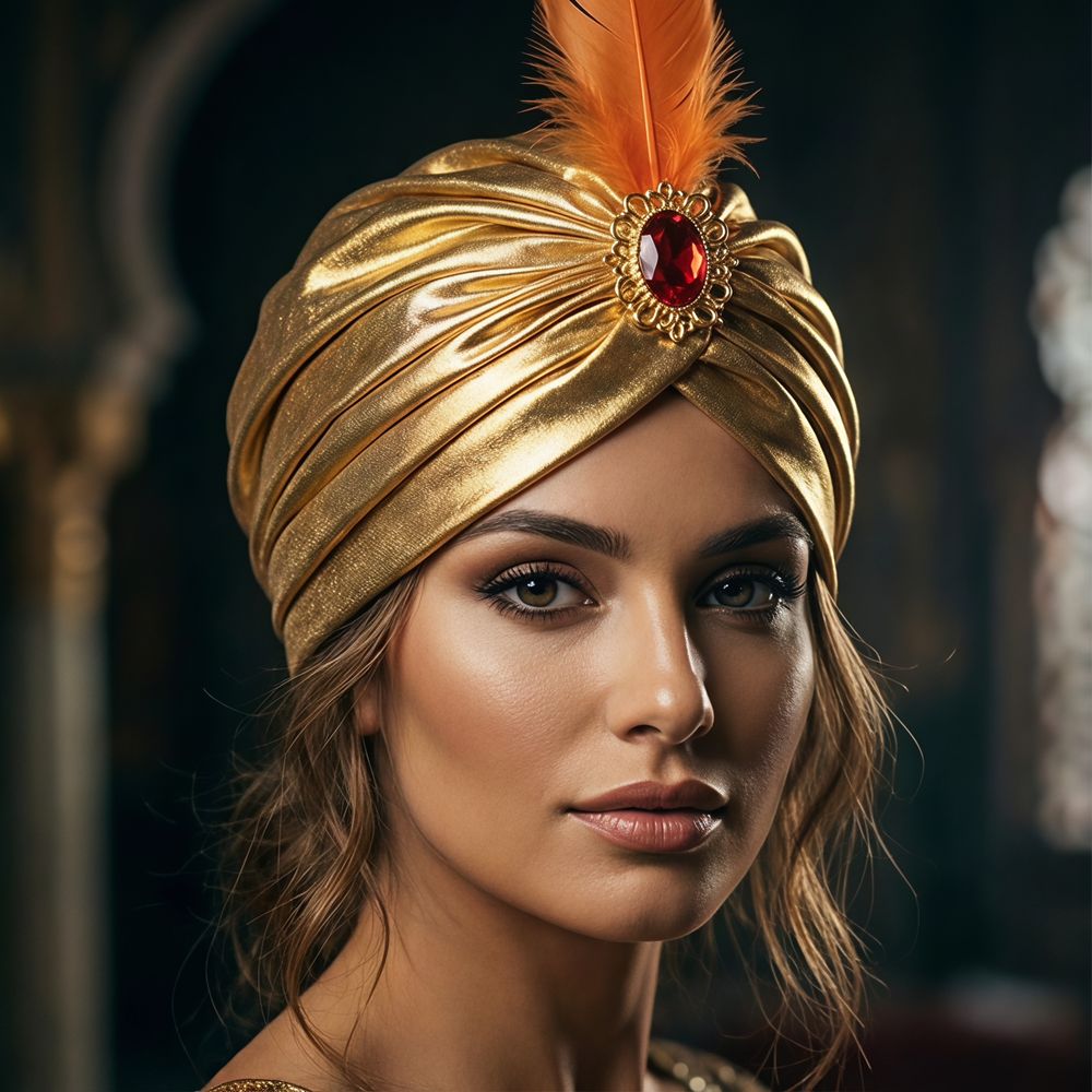 Ethnic Fashion India - Gorro Turbante de Plumas para Disfraz,