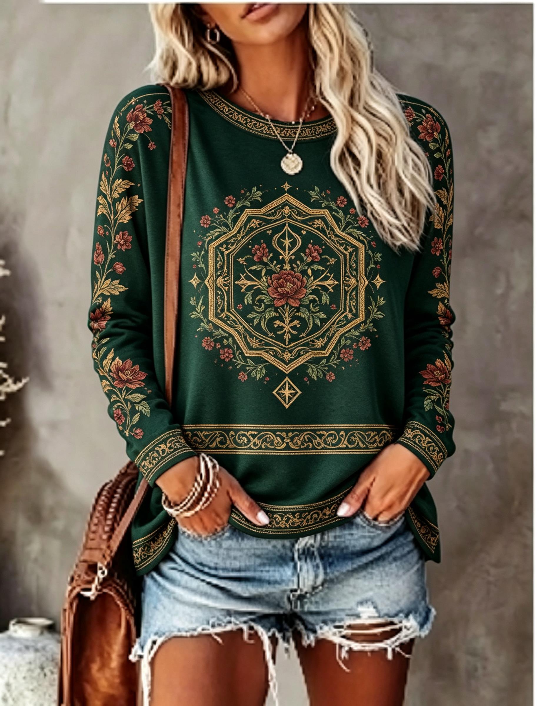 Camiseta de manga larga con cu - Ethnic Fashion Women reseña y precio