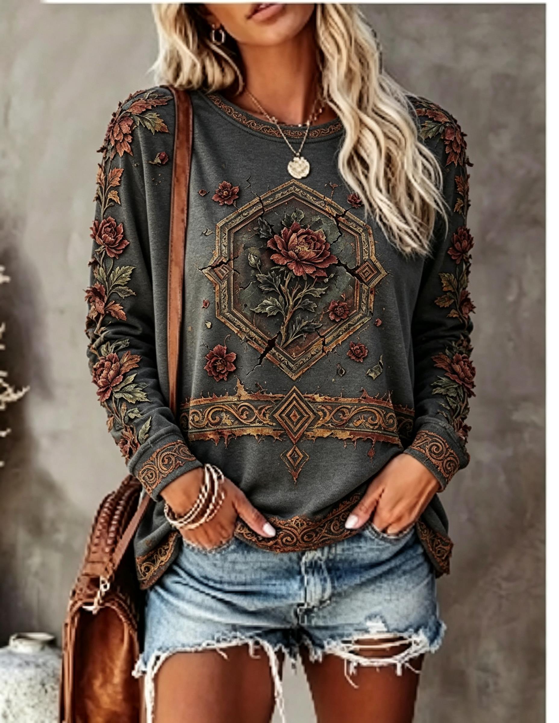 Camiseta de manga larga con cu - Ethnic Fashion Women reseña y precio