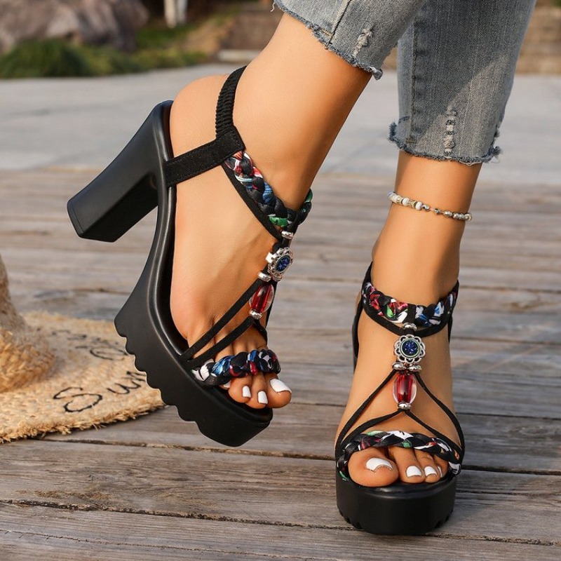 Sandalias de Tacón Grueso Esti - New Ethnic Fashion reseña y precio